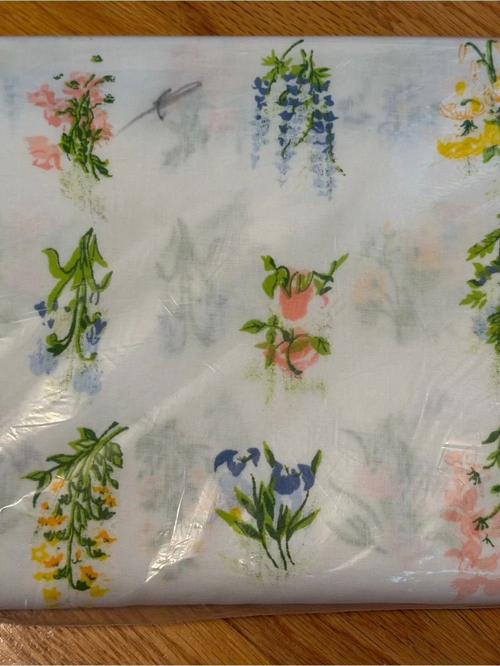 🆕Vintage NOS Meadowbrook luxury muslin Full/Double flat sheet multi floral 1980s